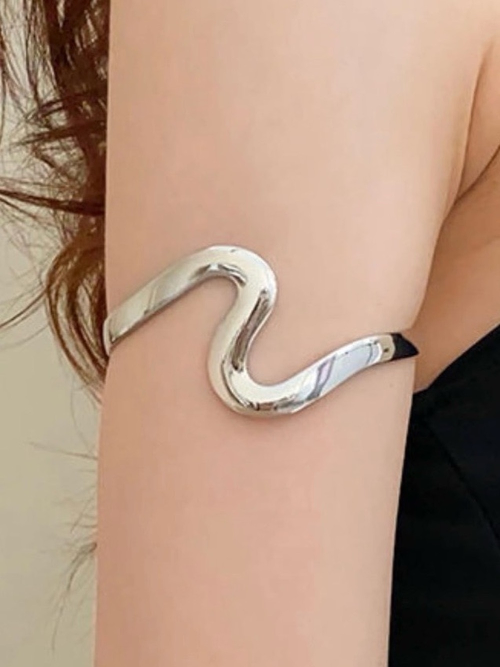 New Beachy Silver Wave Boho Arm Cuff Bracelet